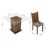 Conjunto de Mesa com 4 Cadeiras Lucy Rustic Com Assento Floral Hibiscos - Madesa