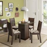 Conjunto de Mesa com 4 Cadeiras Lucy Tabaco e Floral Hibiscos - Madesa