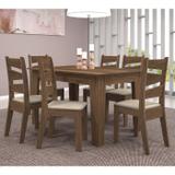 Conjunto de Mesa com 6 Cadeiras em MDF Isis Amêndoa Mobile