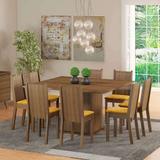 Conjunto de Mesa com 8 Cadeiras Clarice Rustic e Palha - Madesa