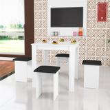 Conjunto De Mesa E 4 Banquetas Florença Branco Art In Móveis
