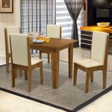 Conjunto de Mesa Miami 1,20m com 4 Cadeiras Mel / Bege - Dobuê