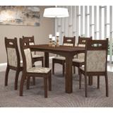 Conjunto de Mesa Monique com 6 Cadeiras Milena em MDF Ébano Mobile