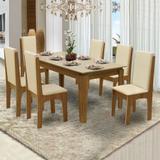 Conjunto de Mesa Siena Mel Bege 1,60m com 6 Cadeiras Miami Mel Bege - Dobuê