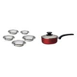 Conjunto de Panela 16cm e 5 Tigelas Rasas MadeiraMadeira 404559 Vermelho/Inox - Euro home