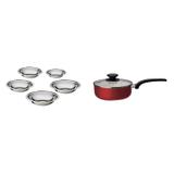 Conjunto de Panela 18cm e 5 Tigelas Rasas MadeiraMadeira 404560 Vermelho/Inox - Euro home