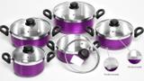 Conjunto de Panela Patolux 5 peças Violeta/Verniz C/ Tampa de vidro