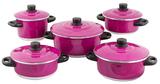 Conjunto de Panelas 5 pçs Rosa Pink - Aluminio amj