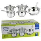 Conjunto De Panelas 5 Peças Com Frigideira Fundo Difusor Aço Inox - Wincy