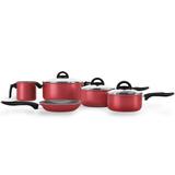 Conjunto de Panelas 5 Peças com Tampa de Vidro Chilli Cereja Brinox cód. 7015/104