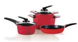 Conjunto De Panelas / 7 Peças: 4 Panelas Antiaderentes com Revestimento Cerâmico e 3 Tampas De Vidro - Roichen