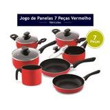 Conjunto de Panelas 7 Pecas Vermelho Hércules