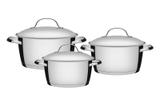 Conjunto de Panelas Aço Inox 3 peças Allegra Tramontina.