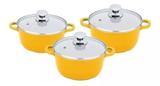 Conjunto De Panelas Alumínio Fundido Antiaderente Revestimento Cerâmico Moderna Saudável Cozinha Amarela - Clink