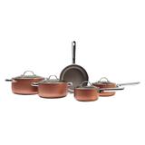 Conjunto De Panelas Antiaderente 5 Peças Curry Cobre 7070/100 Brinox