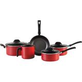 Conjunto de Panelas Antiaderente com Tampa de Vidro Garlic 5 Peças Brinox Vermelho