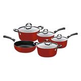 Conjunto de Panelas Antiaderente Mônaco 5 Peças Vermelho - Tramontina