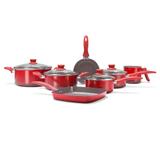Conjunto de Panelas Brinox Life Smart Cerâmica 7 Peças Vermelho