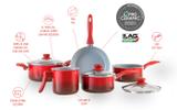 Conjunto de Panelas Ceramic Life em Cerâmica 5 Peças Vermelho Brinox