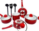 Conjunto De Panelas Cerâmica Antiaderente Vermelha 8 Peças - Import