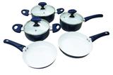 Conjunto de Panelas Cerâmica com Tampa de Vidro Predileta 5 Peças Casa do Chef - Azul