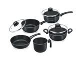 Conjunto de panelas elegan 8 peças preta - Dona chefa