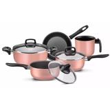 Conjunto de panelas elegan 8 peças rosa - Dona chefa