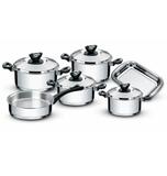 Conjunto de Panelas em Aço Inox com Fundo Triplo e Cabo Baquelite 6 Peças Solar Baquelite Tramontina