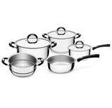 Conjunto de Panelas em Aço Inox com Fundo Triplo e Cabo De Silicone 5 Peças Duo Silicone Tramontina