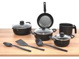 Conjunto de panelas ituran 5 peças antiaderente - preto - Dona chefa