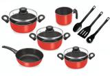Conjunto de panelas ituran 8 peças antiaderente - vermelho - Dona chefa