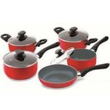Conjunto De Panelas Super 5 Peças Antiaderente Vermelho Eleg - Dona chefa