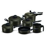 Conjunto De Panelas Teflon Super 6 Peças Panela de Pressão - Preto - Marpal