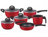 conjunto de panelas vermelho 06 peças Teflon - Marpal