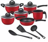 Conjunto de Panelas Vermelho 09 Peças com Teflon - Marpal