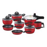 Conjunto De Panelas Vermelho 8 Peças Panela de Pressão - Marpal