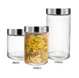 Conjunto De Porta Mantimentos Redondos Grande Com Tampa Prata3pçs - Dinasty