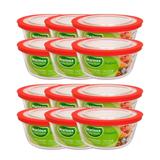 Conjunto de Pote de vidro Facilita 1,2L Média redonda com Tampa Plástica - 12 Peças - Marinex - Duralex/marinex