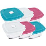 Conjunto de Pote de vidro Marinex Facilita 1L com Tampa Plástica - 6 Peças