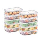 Conjunto De Pote Plástico Retangular - 10 Peças - 500ml - Nitron