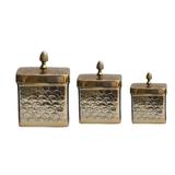 Conjunto de potes - 3 pcs em dourada g 22cm x 15cm m 16cm x - Btc decor