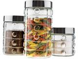 Conjunto De Potes De Vidro Com Tampa Inox Euro Home