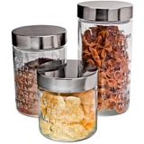 Conjunto de Potes de Vidro com Tampa Sabores 3 peças - Euro Home