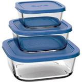 Conjunto De Potes De Vidro Quadrado Com Tampa - Euro Home
