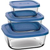 Conjunto de Potes de Vidro Quadrado com Tampa - Euro Home