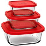 Conjunto de Potes de Vidro Quadrado Euro