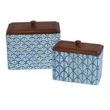 Conjunto de Potes em Metal e Madeira Retangular 2 Peças - Decorafast