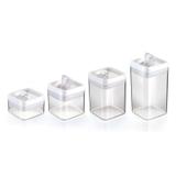Conjunto de potes hermético acrílico quadrado 4 peças - Hermetic
