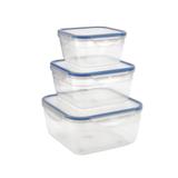Conjunto de Potes Herméticos Quadrados com 3 Unidades PP75-3P - Hercules