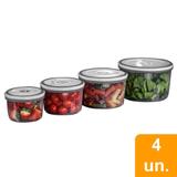 Conjunto de Potes Redondos Electrolux de Plástico Containers com Tampa Hermética - 4 Peças